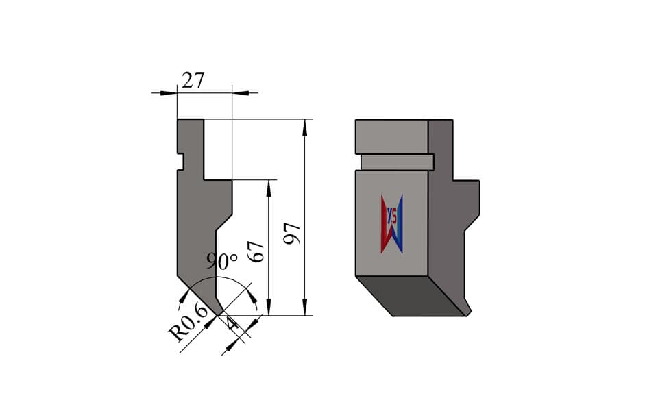 Standard 90° Press Brake Upper Tool – 97 mm, 4 mm Tip