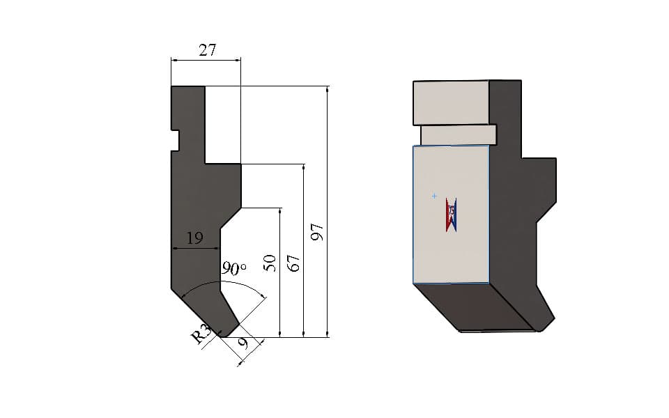 Standard 90° Press Brake Upper Tool – 97 mm