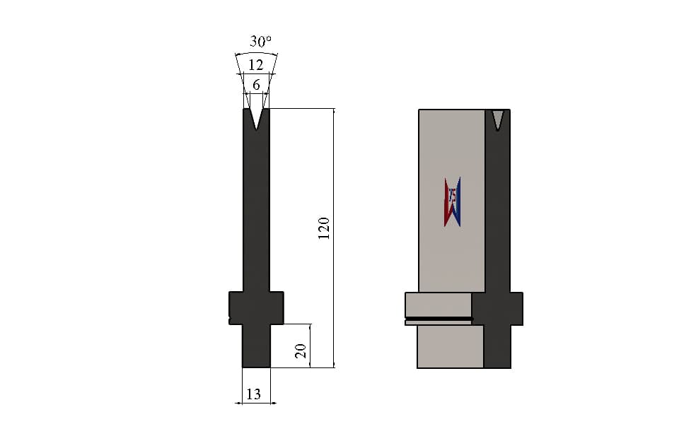 WYS 30° V6 Bystronic-Type Single-V Die, H120 mm - 1