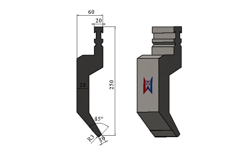 WYS 85° High-Profile Bystronic-Type Gooseneck Punch, H250 mm, R3