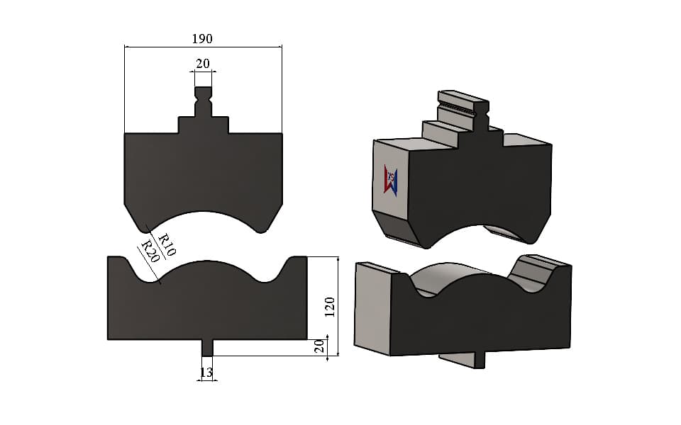 Custom TRUMPF Type Radius Forming Tool for 10 mm Thick Plate – Multi-Radius One-Step Forming - 1
