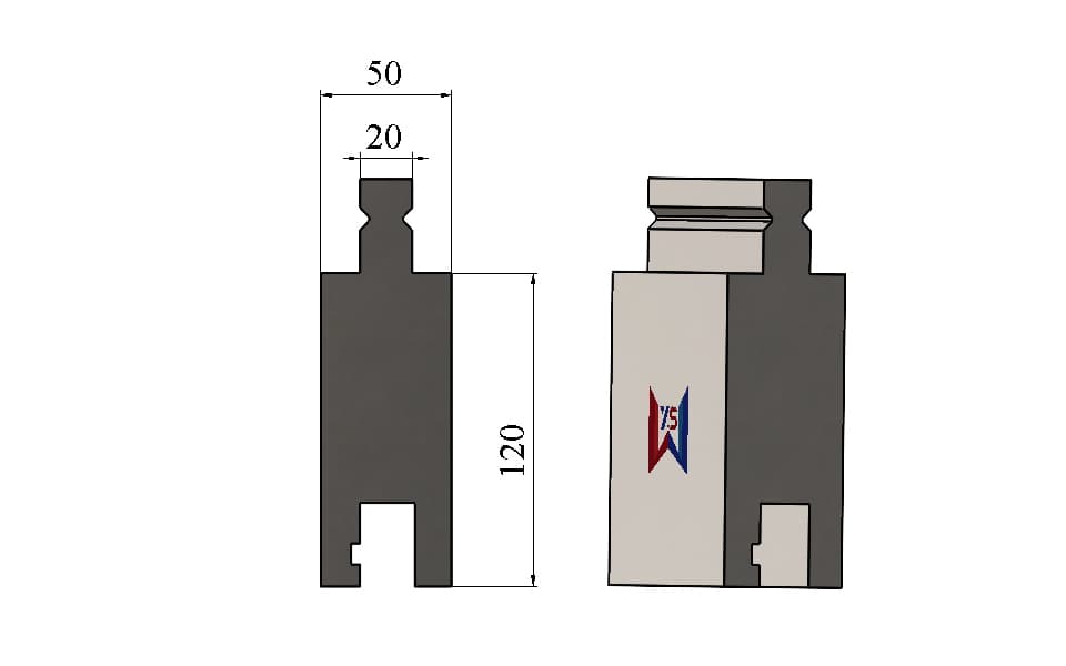 TRUMPF Type Press Brake Punch Adapter – 120 mm Height, 50 mm Width, Custom Height Available