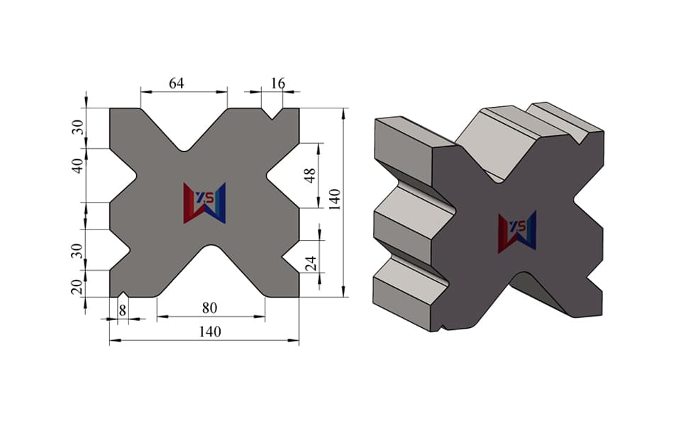 140x140 mm 8-groove V8 V16 V24 V30 V40 V48 V64 V80 multi V press brake lower die Product Name - 1