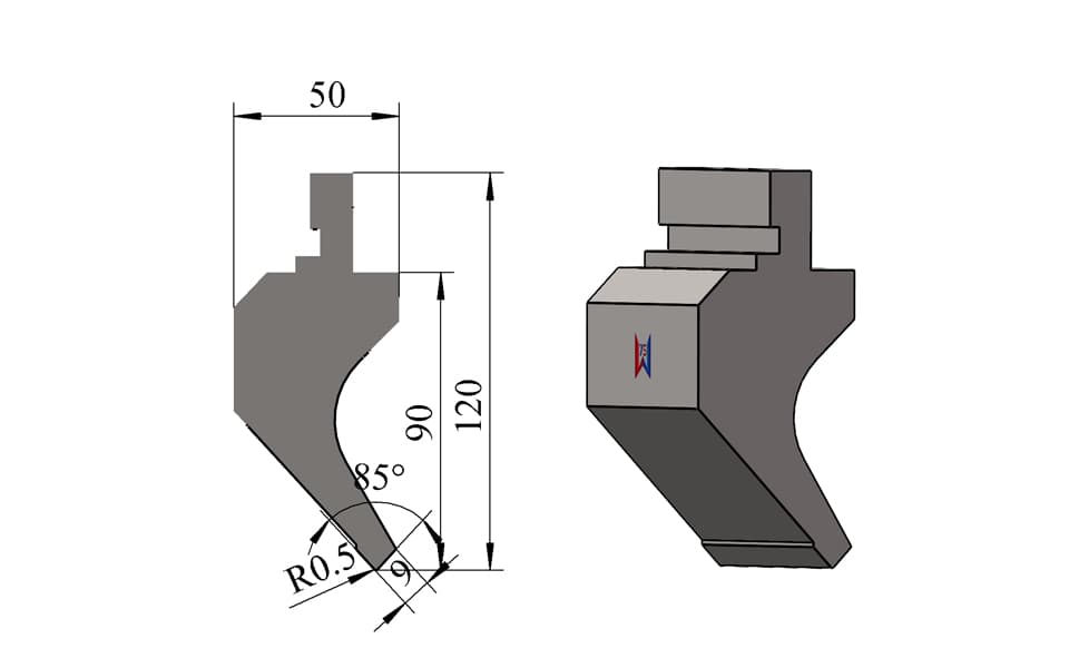 85° R0.5 Gooseneck Press Brake Upper Punch – 120 mm Height, 50 mm Width, 70 Ton/m