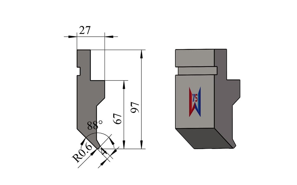 88° R0.6 Press Brake Upper Punch – 97 mm, 4 mm Tip