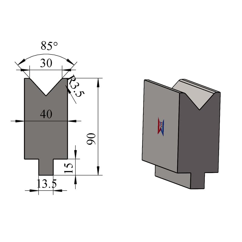 V30 85° Single-V Press Brake Lower Die – H90 × W40 mm, 100 Ton/m