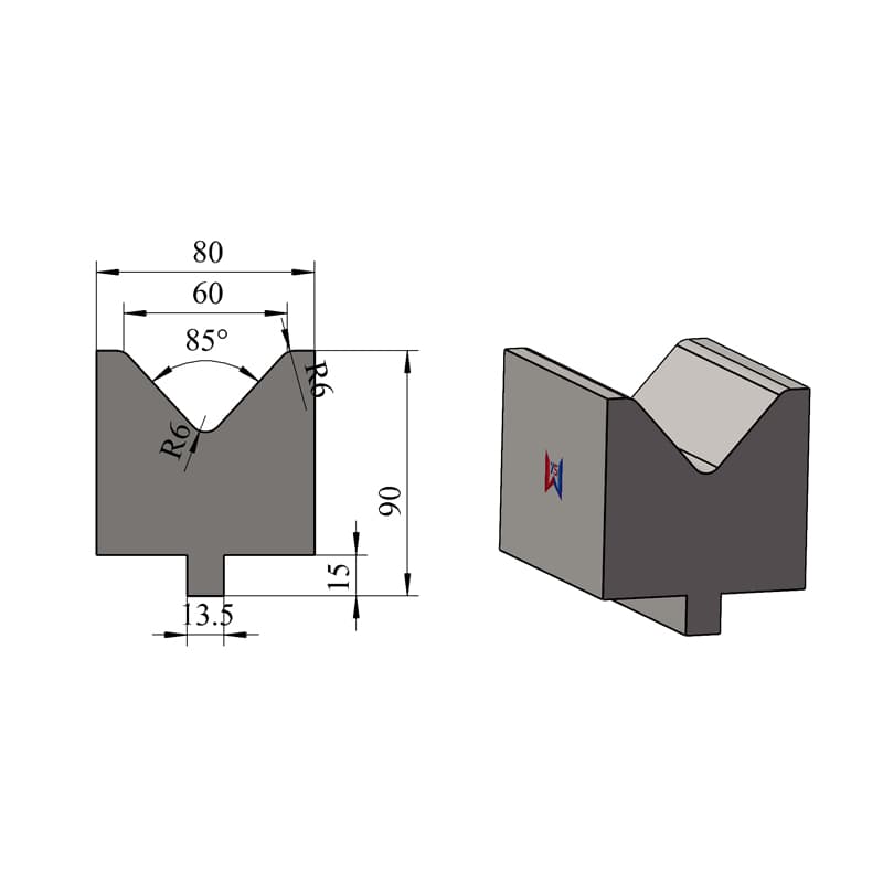 V60 85° Single-V Press Brake Lower Die – H90 × W80 mm, 100 Ton/m - 1