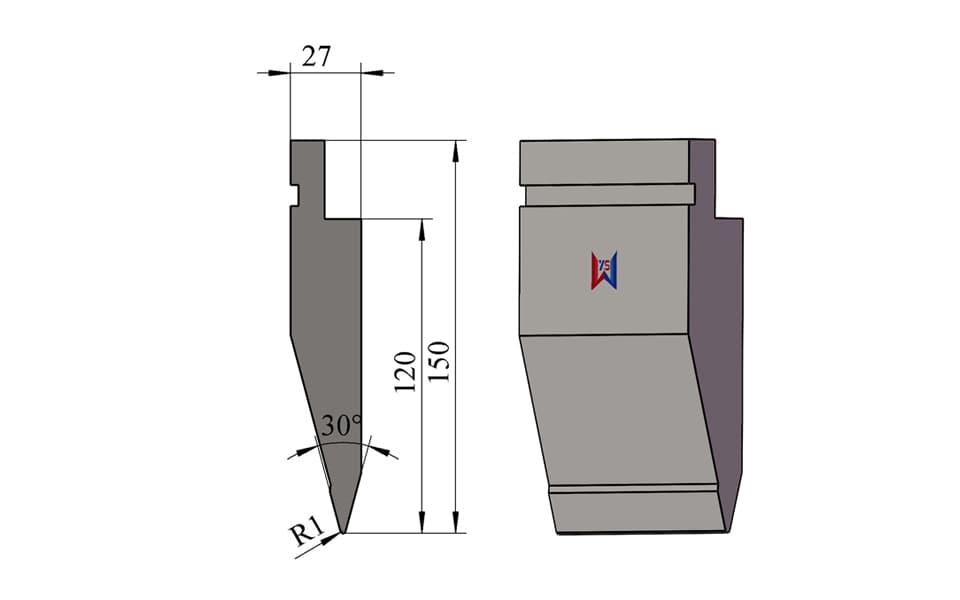 30° R1 High Pre-Bending Press Brake Upper Punch for Hemming – 150 mm Height, 120 mm Working Height, 10 Ton/m - 1