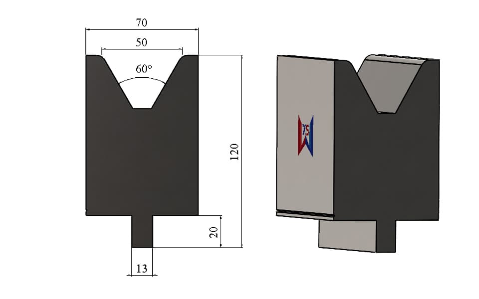 WYS 60° V50 Bystronic-Type Heavy-Duty Single-V Die, H120 mm - 1