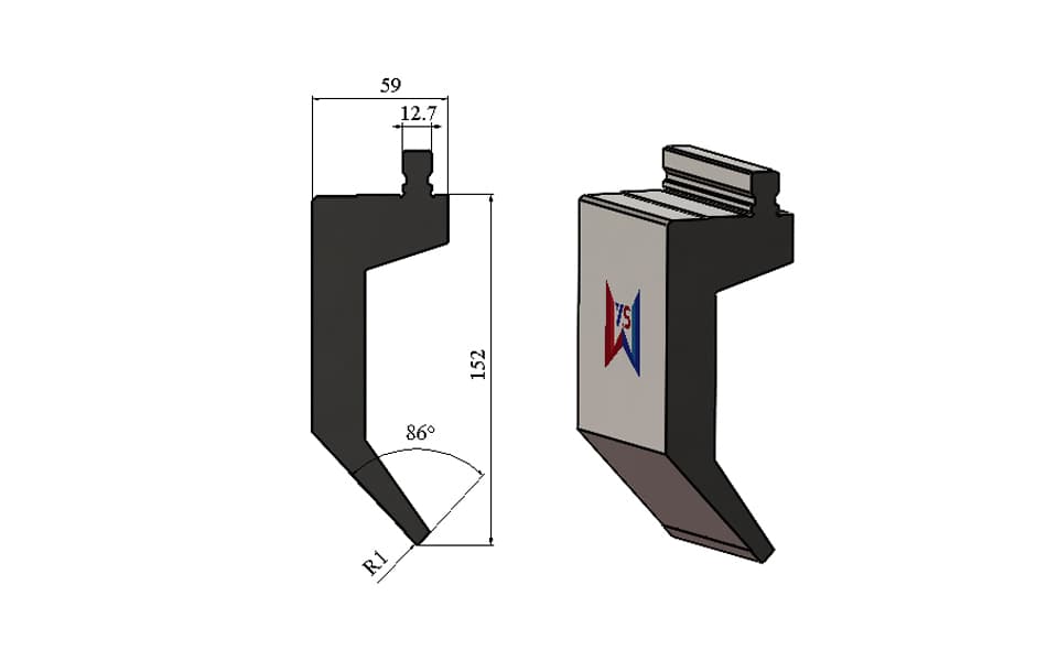 WILA American Style 86° Deep Gooseneck Top Tool – H152mm, R1, 65 Ton/m