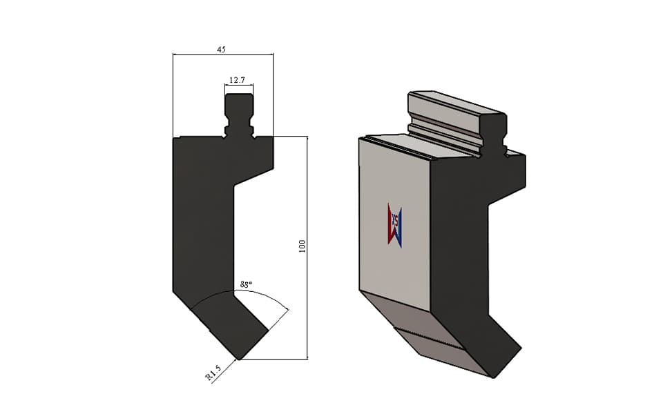 WILA American Style 88° Heavy-Duty Top Tool – H100mm, R1.5, 160 Ton/m - 1