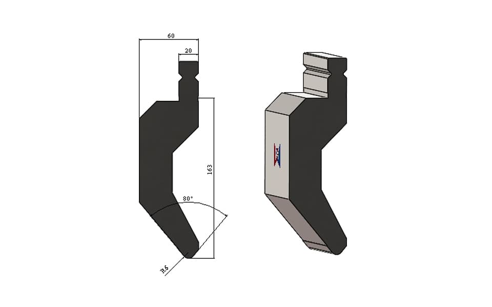 WILA Type 80° Heavy-Duty Gooseneck Punch – H163mm, R6, 130 Ton/m - 1
