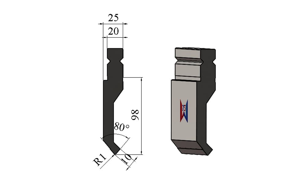 WILA Type 80° Press Brake Punch – H98mm, R1, 100 Ton/m