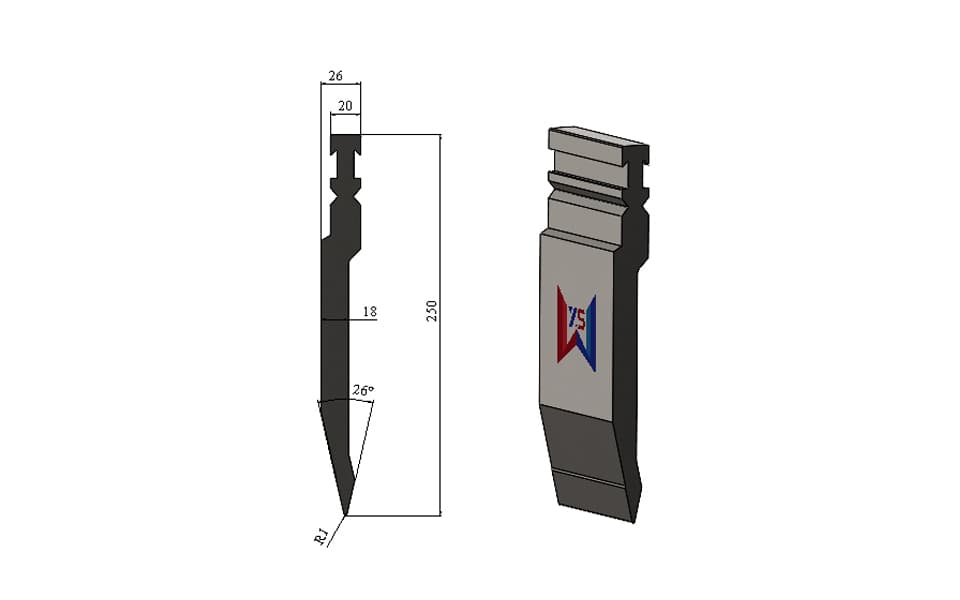 WYS 26° Bystronic-Type High-Reach Acute-Angle Punch, H250 R1