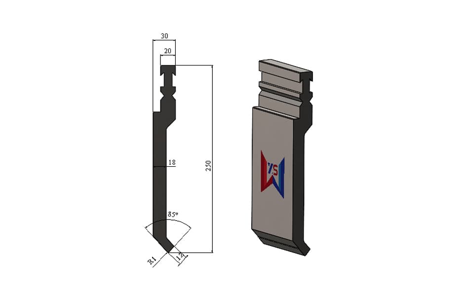 WYS 85° Bystronic-Type High-Reach Offset Punch, H250 R1 - 1