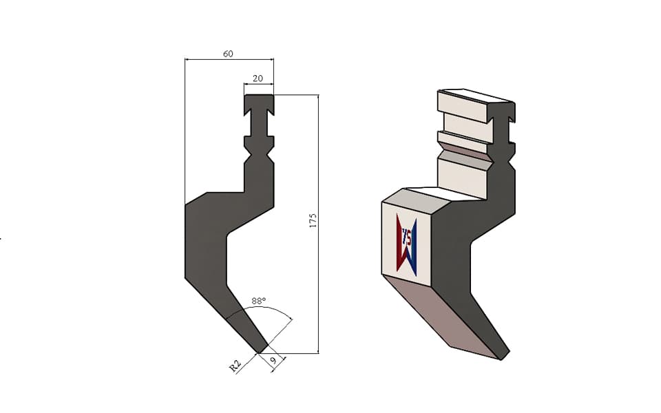 WYS 88° Bystronic-Type Large-Clearance Gooseneck Punch, H175 R2