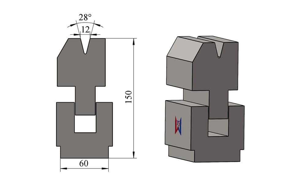 28° V12 Spring-Loaded Hemming Die for 1.5 mm Sheet Metal - 1