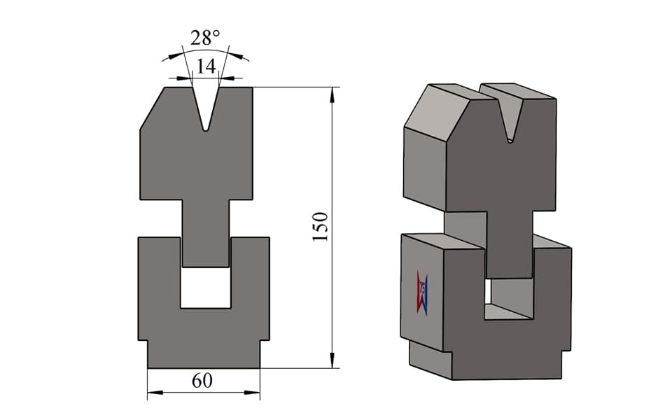 28° V14 Spring-Loaded Hemming Die for 1.8 mm Sheet Metal