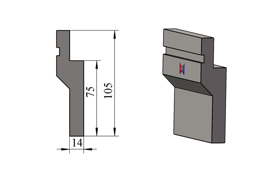 105mm Split-Type Interchangeable Press Brake Punch Holder – 100 Ton/m - 1