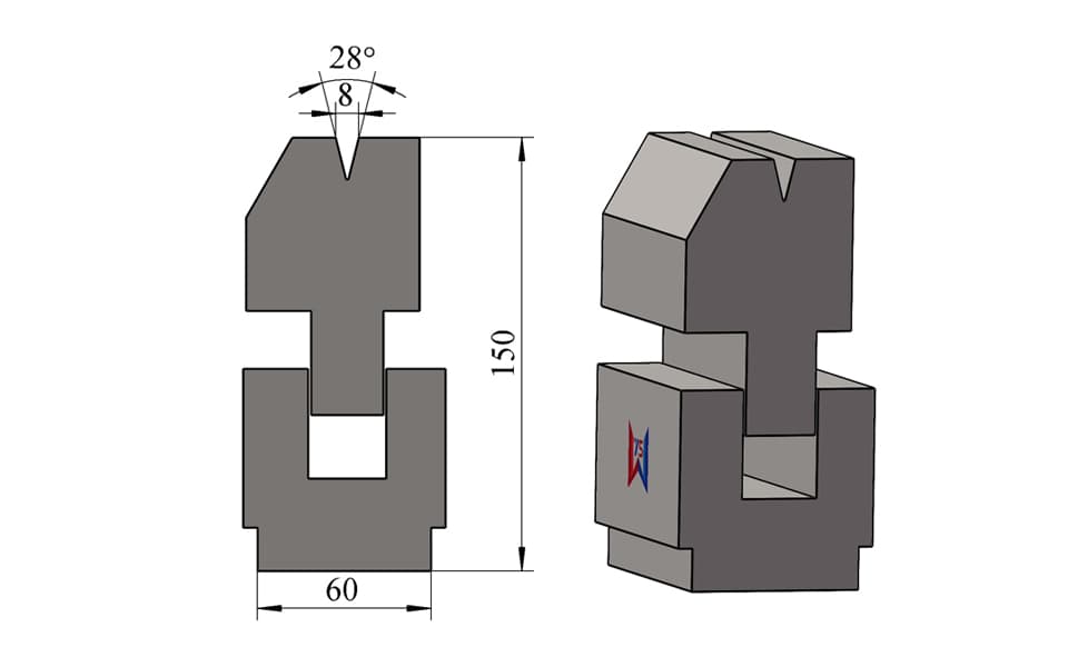 28° V8 Spring-Loaded Hemming Die for 1 mm Sheet Metal